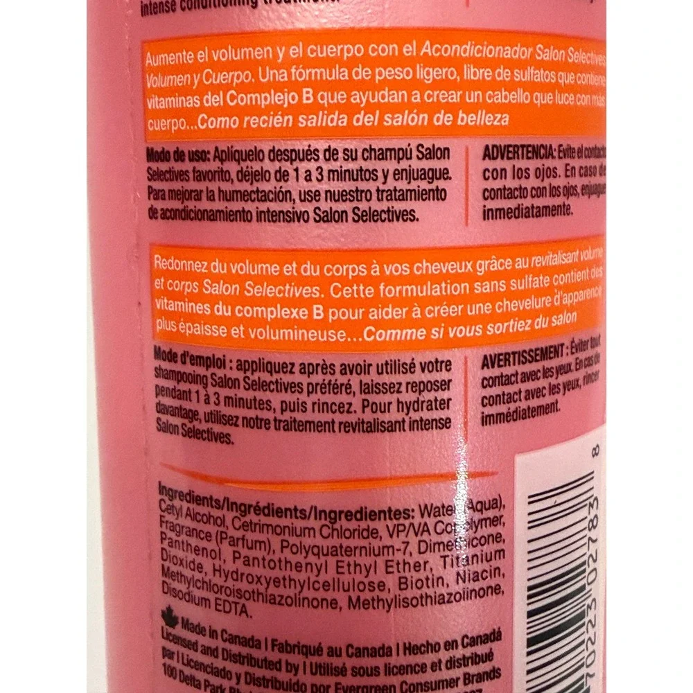 Salon Selectives Volume Body Conditioner Biotin Sulfate Free 16.1oz 2 Pack